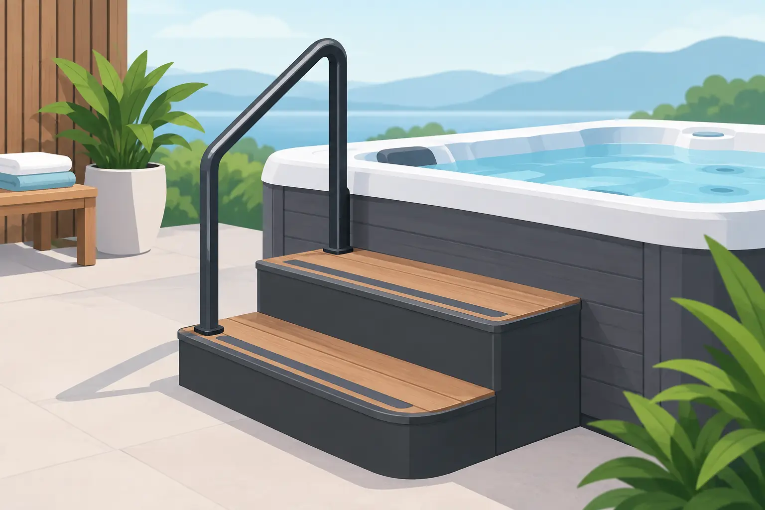 Hot Tub Entry Makeover Example for Safer Style