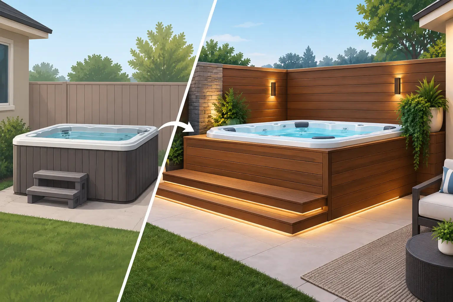 Custom Spa Surround Makeover Example for Real Backyards
