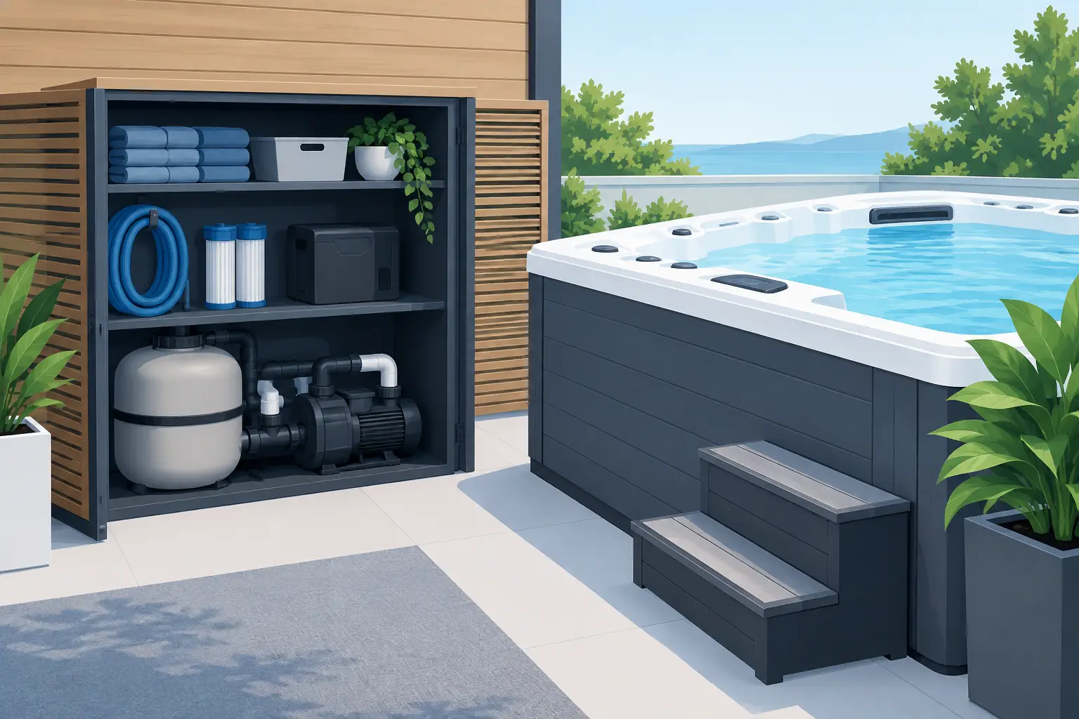 How to Organize Swim Spa Equipment with Style